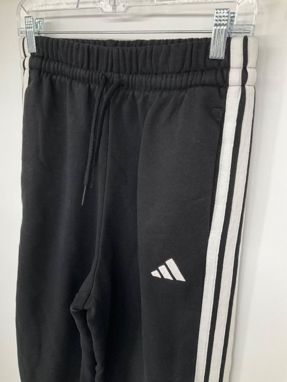Adidas Essentials 3-Stripes Fleece Loose-Fit Sweatpants, Size Small Black/White - Picture 4 of 8